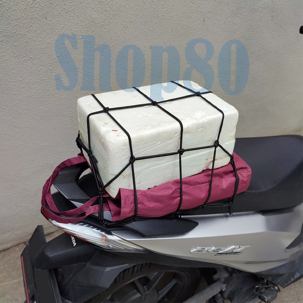 Cargo Net Sepeda Motor Tali Pengikat Jaring Jala Karet Helm Barang Bagasi Helmet