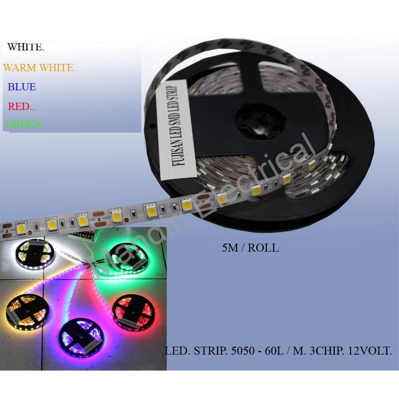 SMD LED Strip 5050 12v 1roll 5meter Mata Besar