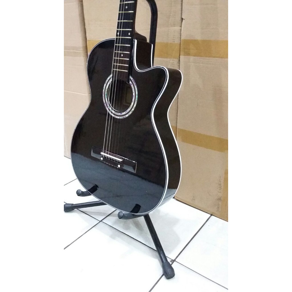 Gitar Akustik Slim Pemula Model Coak Warna Hitam Buat Belajar Jakarta Murah