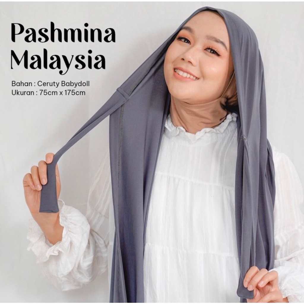 Hijab Instan Melayu / Jilbab Pashmina Instan / Pashmina Instan Ceruty Babydoll /Pashmina Malay