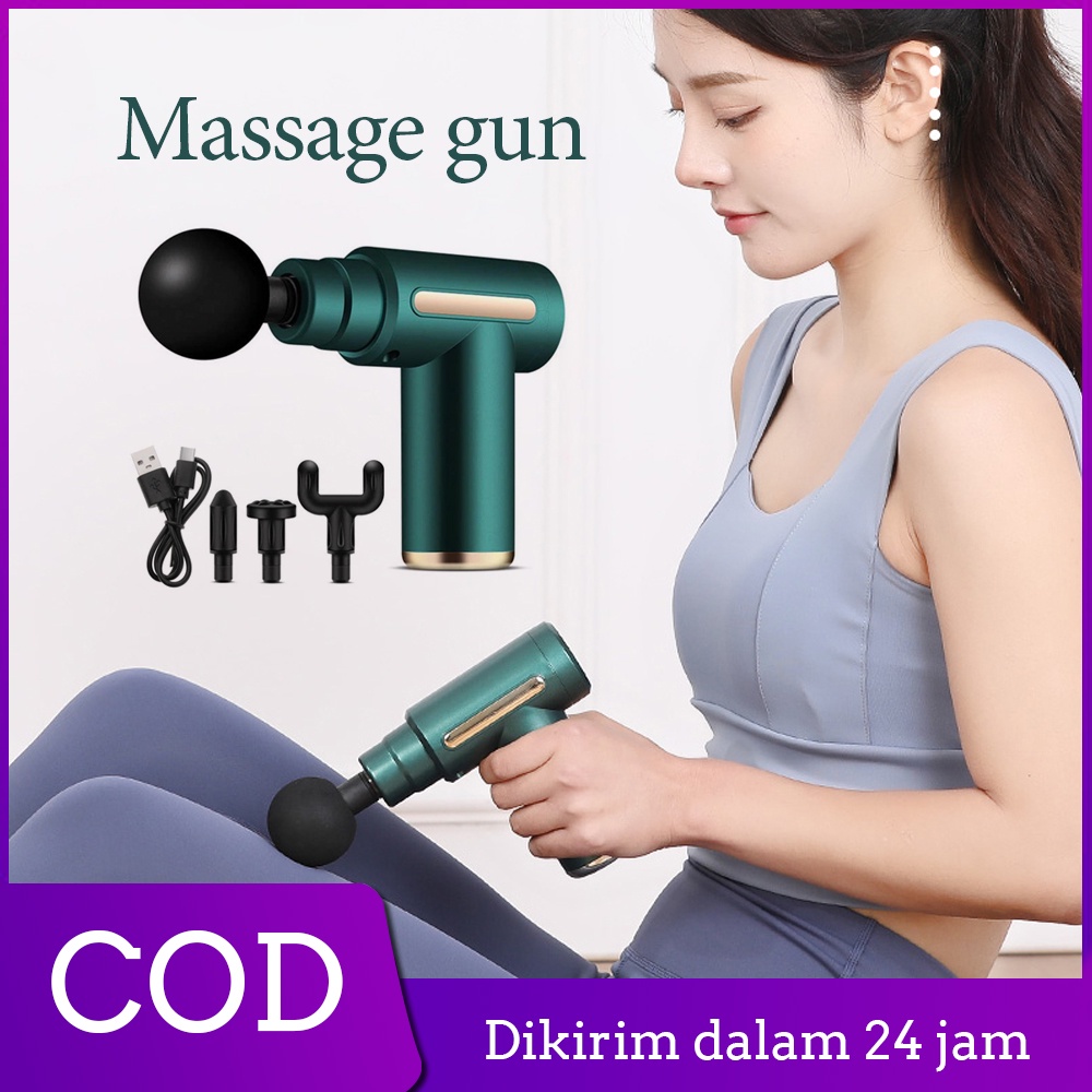 Massage Gun Alat Pijat Elektrik Pijat Getar Deep Tissue Muscle Massager Gun 4 In 1