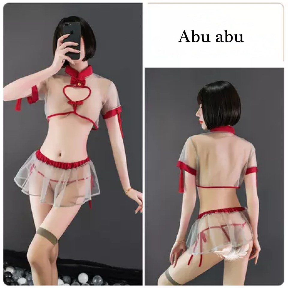 (COD) Lingerie Wanita Set G String Cosplay transparan Sexy cheongsam anime Seragam A395