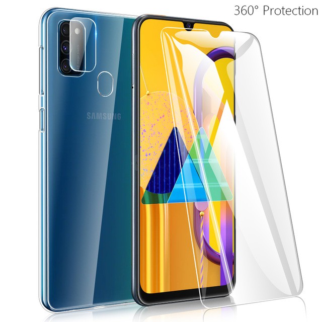 PAKET Tempered Glass Layar Clear + Antigores Tempered Glass Camera Back Lens Samsung M30S