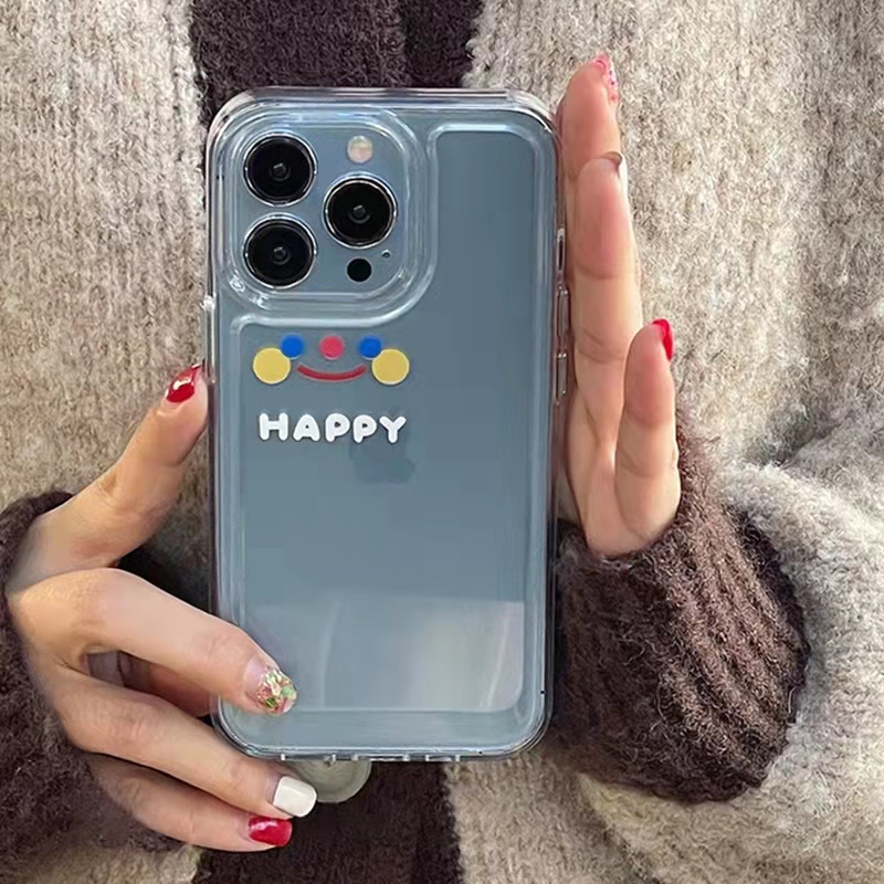 Case Bahan Akrilik Transparan Motif Wajah Tersenyum 13 Pro 13prm Untuk iPhone 11 7Plus 8Plus Xr XS 13 12 Pro Max