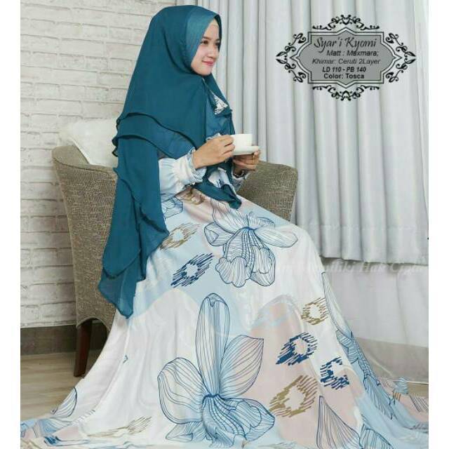 Humaira99 Baju Gamis Syari Muslim Dress Hijab Muslimah Wolfis Hilya/gamis syari maxmara xyomi