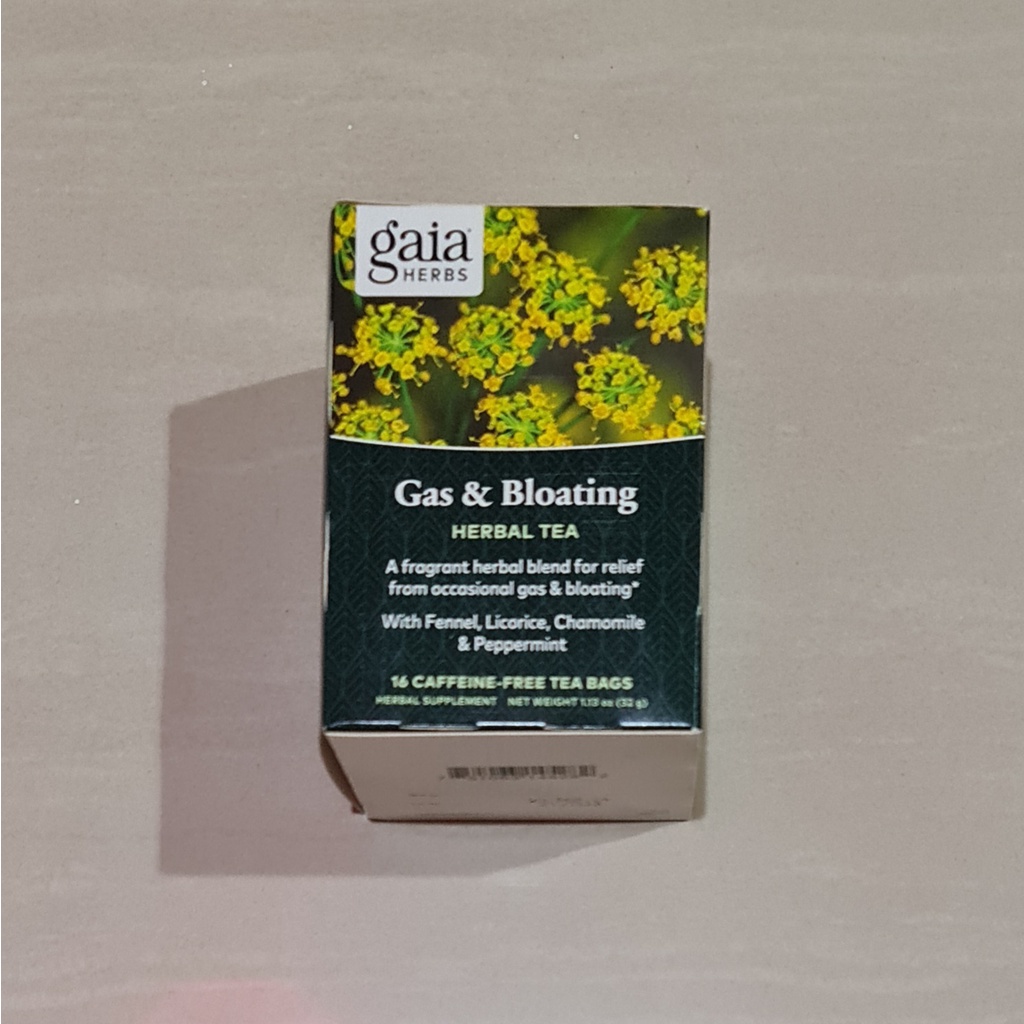 Gaia Herbs Tea Gas &amp; Bloating Herbal Tea Caffeine Free 16 x 2 Gram