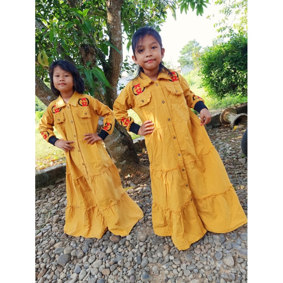 SHR KIDS MUSTARD / GAMIS JEANS ANAK USIA 6-12TH