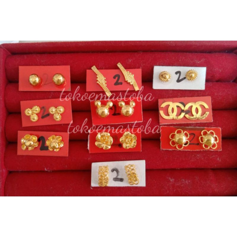 ACC anting wanita/anting emas wanita/anting emas 24karat 99.9%/anting emas toba 2gram
