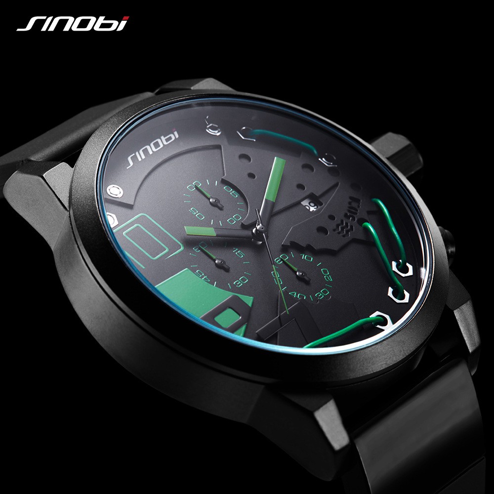 SINOBI 9728 Jam Tangan Pria Analog Chronograph Aktif WATCHKITE WKOS