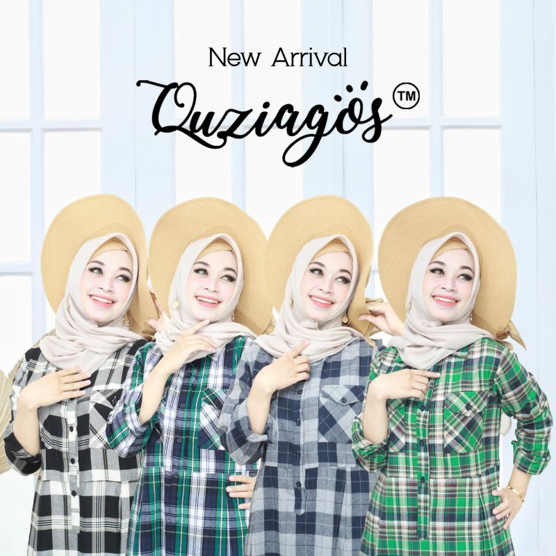 QUZIAGOS GAMIS MOTIF  SALUR DAN KOTAK / DRESS SUPER