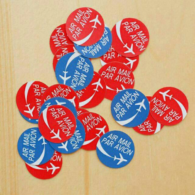 

PAR AVION BULAT AIR MAIL ROUND SHAPED DEKORASI MAILART SWAP STIKER STICKER UNIK MERAH BIRU SURAT