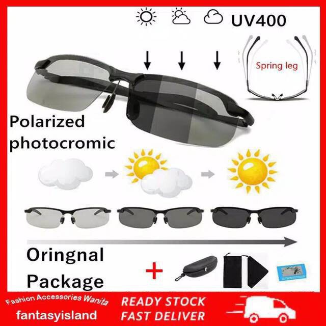 UV400 Kacamata Polarized Photocromic Pria Wanita