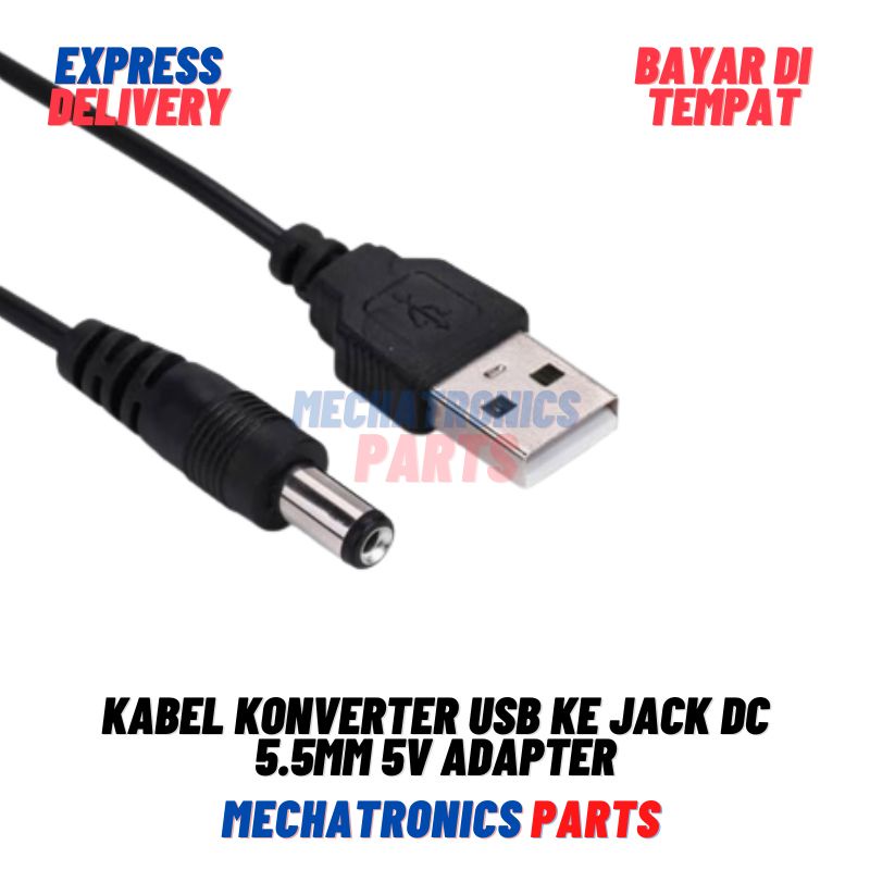 Kabel Konverter USB Ke Jack DC 5.5mm 5V Adapter Converter Colokan