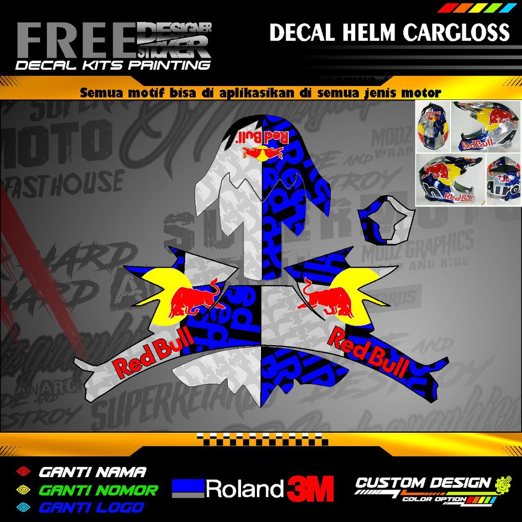 Decal Stiker Helm Cargloss Redbull