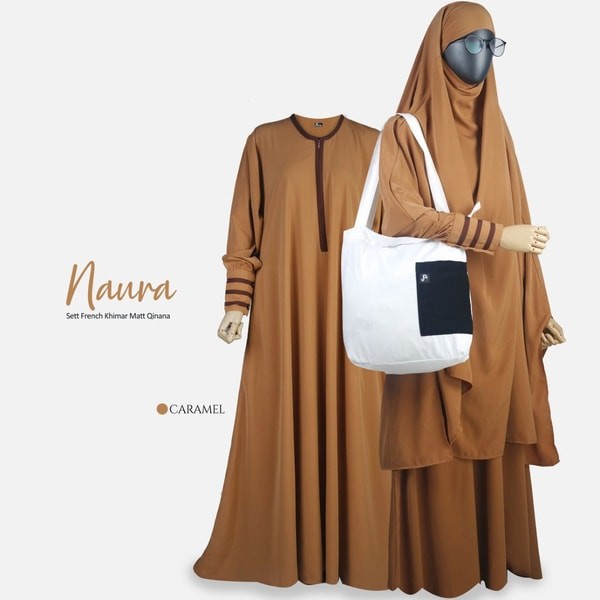JUBAH AKHWAT Set Naura French Khimar Qinana M-XL