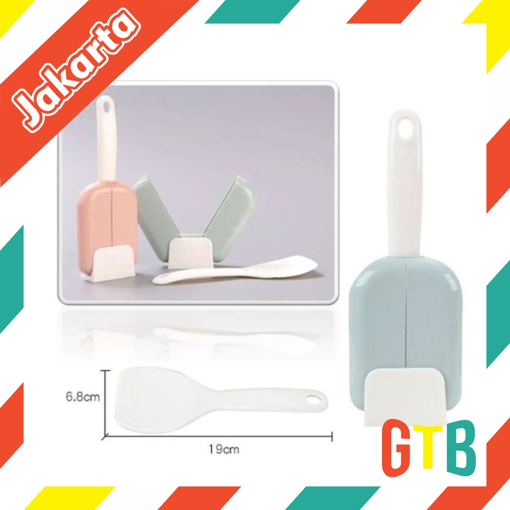 ❤GTB❤ Centong Nasi Dengan Penutup Cover Otomatis Tempat Sendok Nasi Plastik Rice Spoon Buka Tutup Holder R561