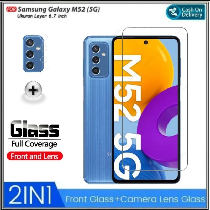 Pelindung Layar Tempered Glass Samsung Galaxy M52 5G Paket 2 in 1