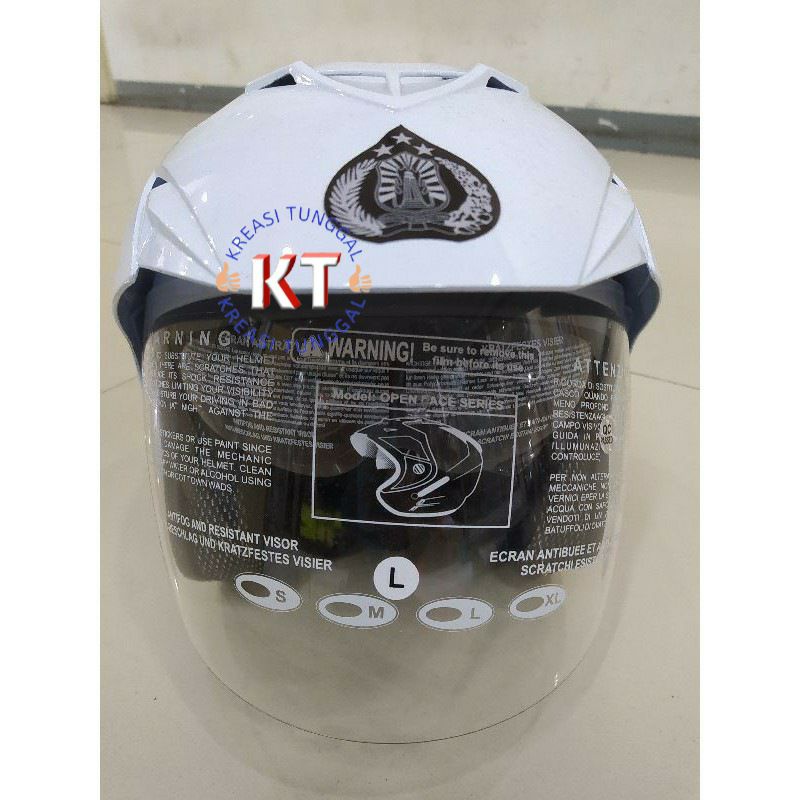 Helm polisi/helm lantas Dobel Visor logo tulisan