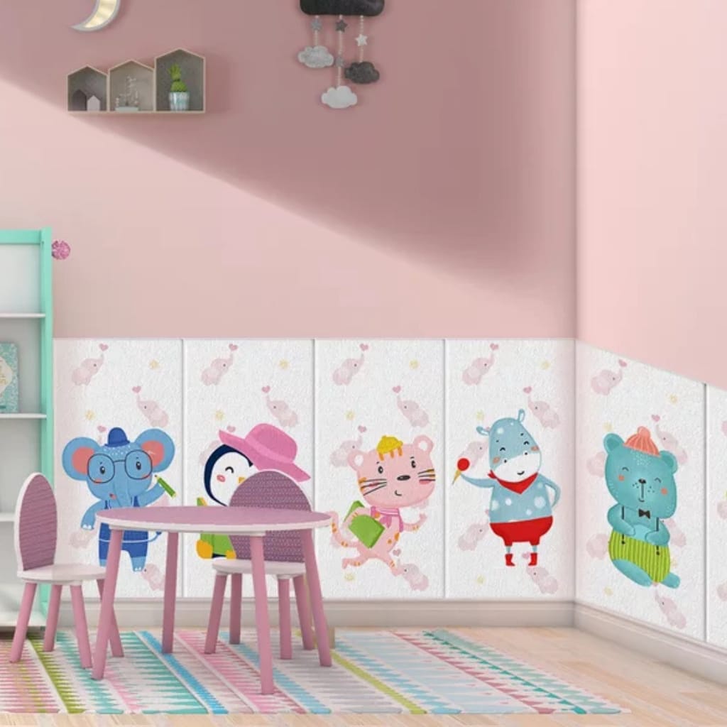 Wallpaper Dinding 3D Foam Motif ANAK - Wallpaper Dinding Ukuran Kecil Motif Hewan anti air waterproof