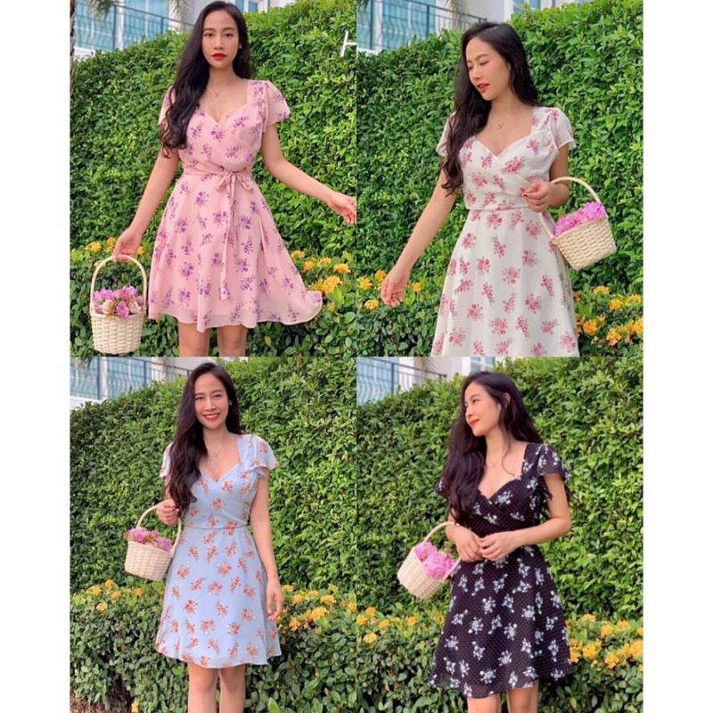 Dress Wanita Vintage Korean Fashion Style Kathy Floral Gaun Import Gaya Drama Korea Idol KPOP OUTFIT