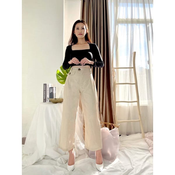 LINEN ANGEL LOOSE PANTS HIGHWAIST PREMIUM/CELANA KULOT WANITA/CELANA KULOT