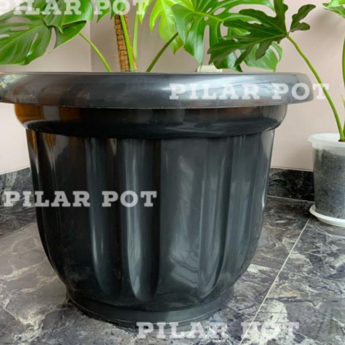 pot bunga tanaman plastik hitam 50cm - besar