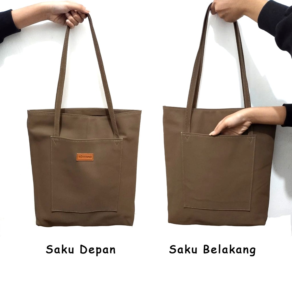 Totebag saku cewek kuliah tas tote bag polos Tote bag Wanita Totbag laptop Remaja Murah Tas tote Terbaru Kulit Sintetis