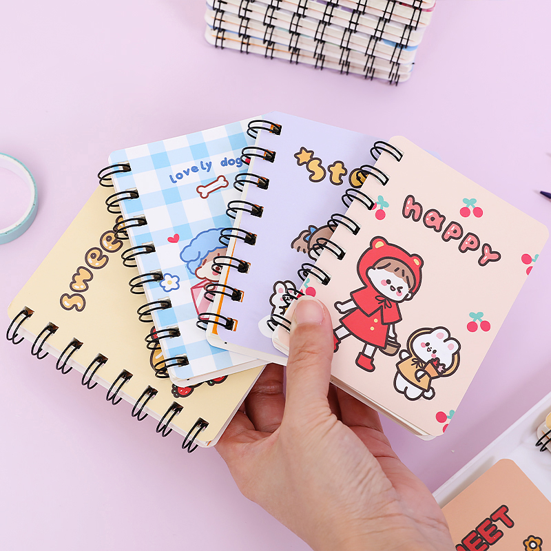 80 Sheets A7 Coil Notebook Lucu Buku Kata Portable Notepad Kosong Mini Notebook