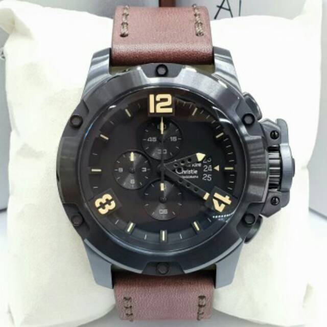 JAM TANGAN PRIA ALEXANDRE CHRISTIE 6295 COWOK BLACK KULIT ORIGINAL