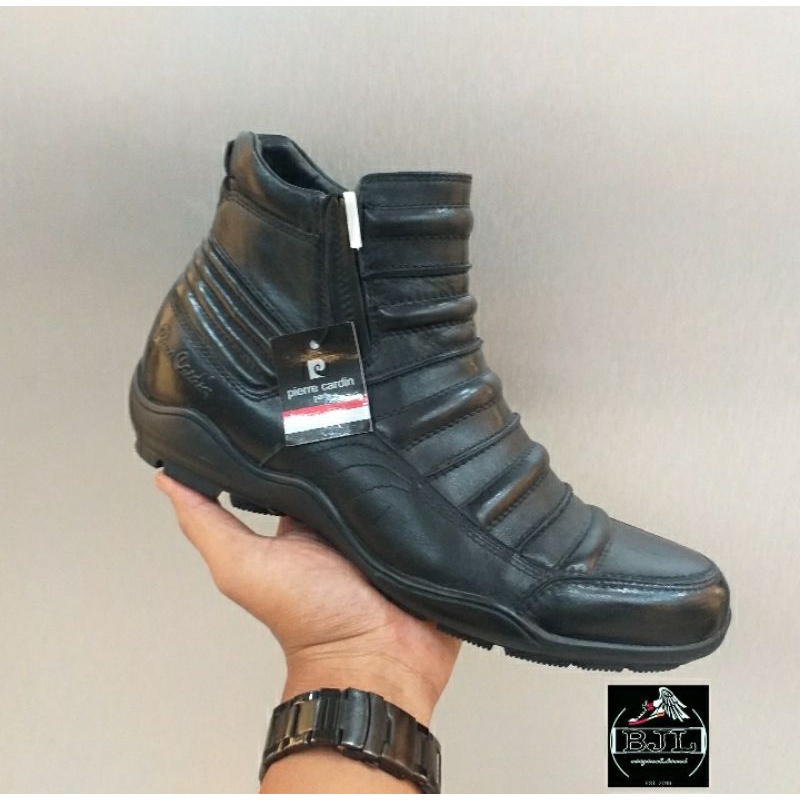 sepatu boot pierre cardin 9013 black original kulit asli