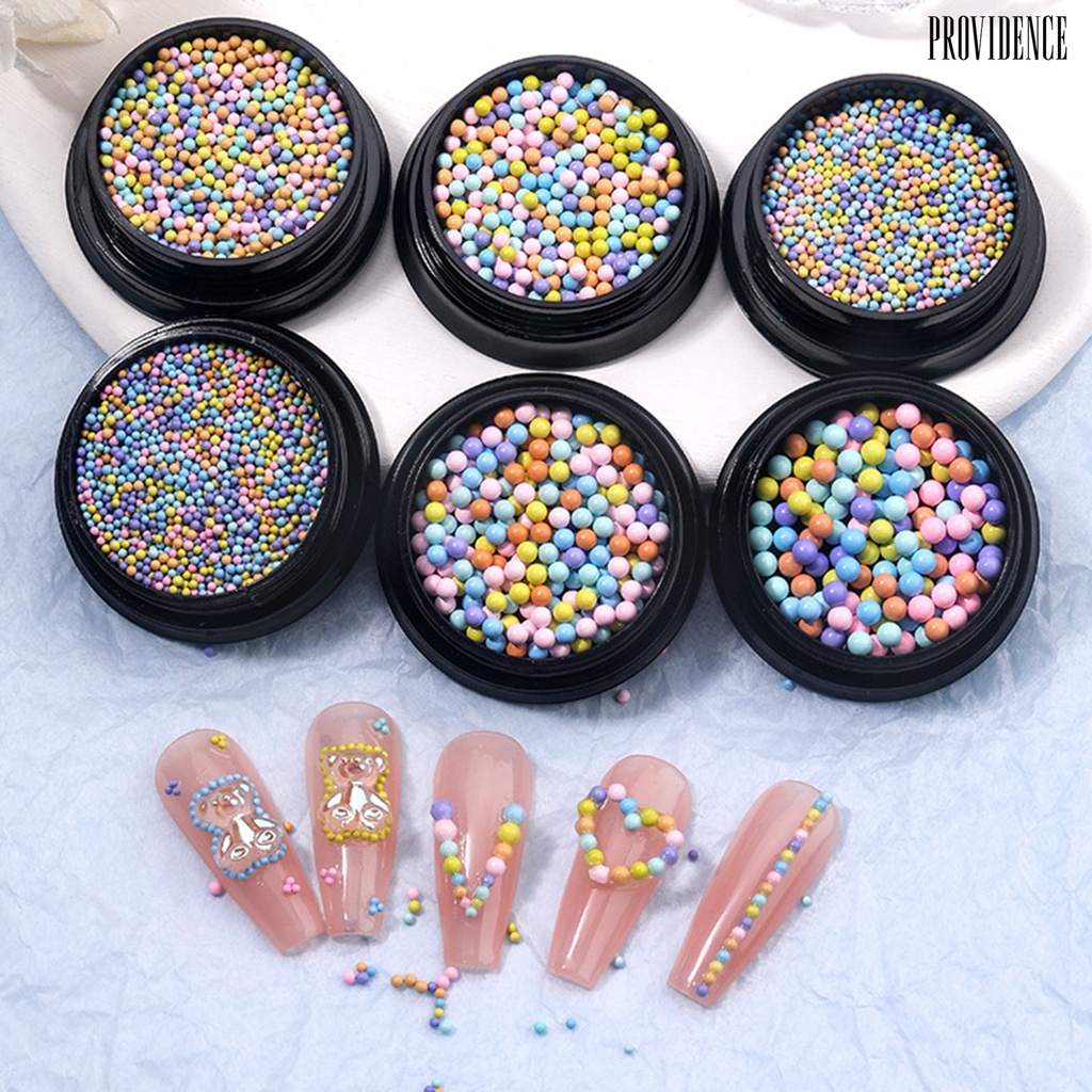 Perhiasan Manik-Manik Bola Baja 6 Warna Macaron Untuk Nail Art