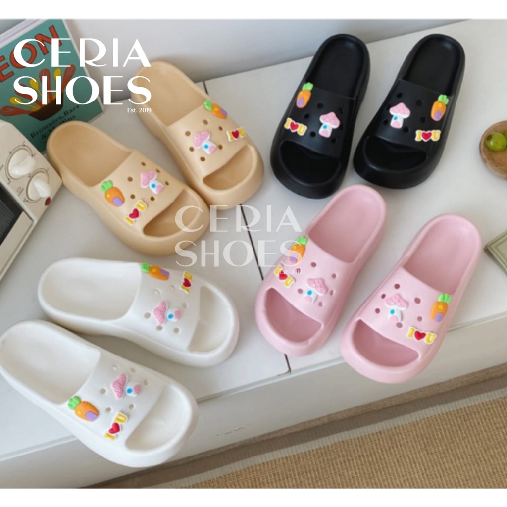 Balance EVA Sandal Slop Wanita Wedges Import Tebal 5 Cm SOU Jabbitz Bahan Spons Super Ringan Empuk Elastis Non-Slip Sole