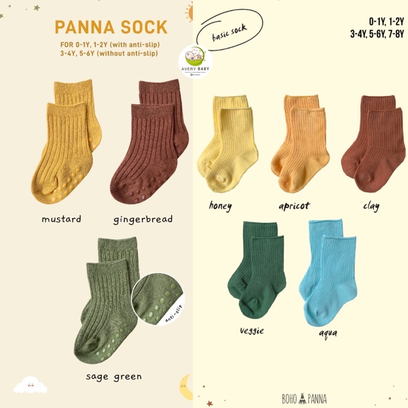 BASIC SOCKS BOHOPANNA / KAOS KAKI ANAK/ panna socks