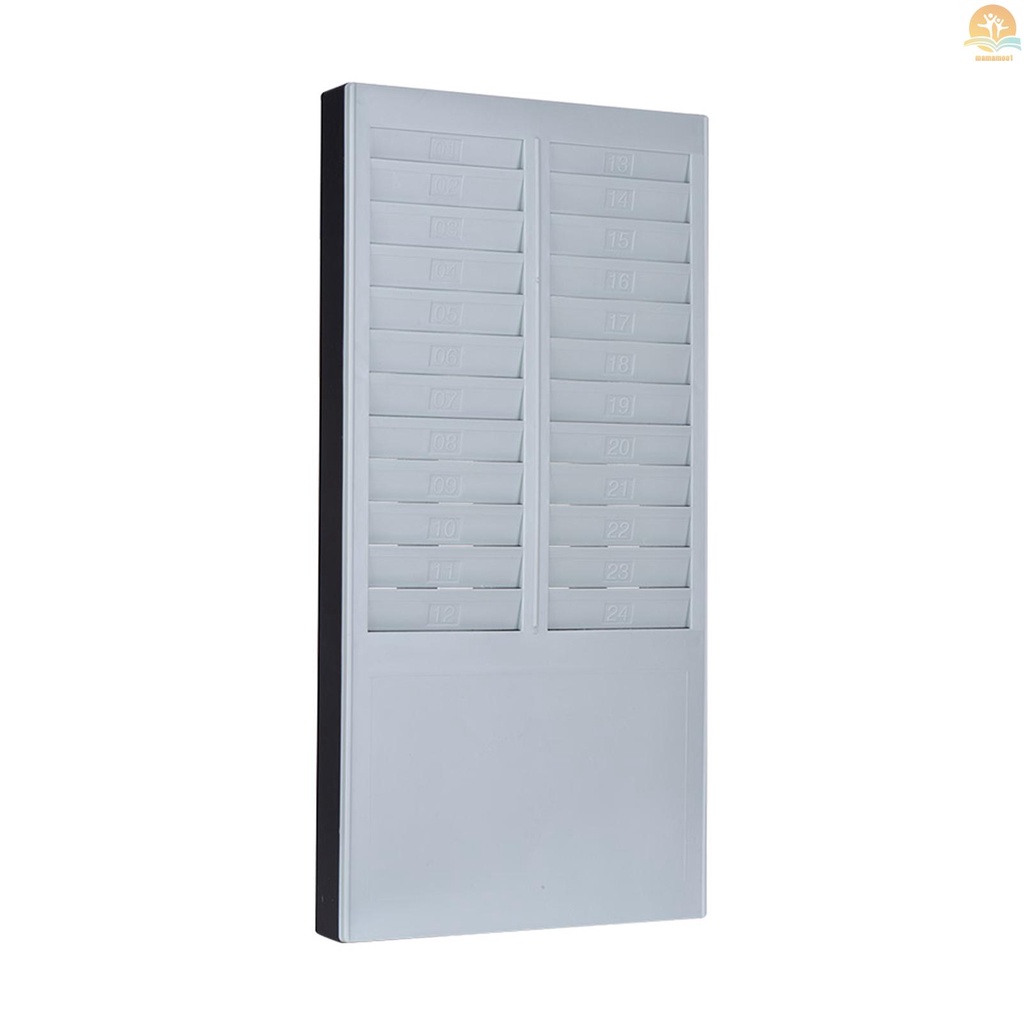 DOYO Time Card Rack Wall Mount Holder 24 Pocket Slot for Attendance Recorder Punch Time Office