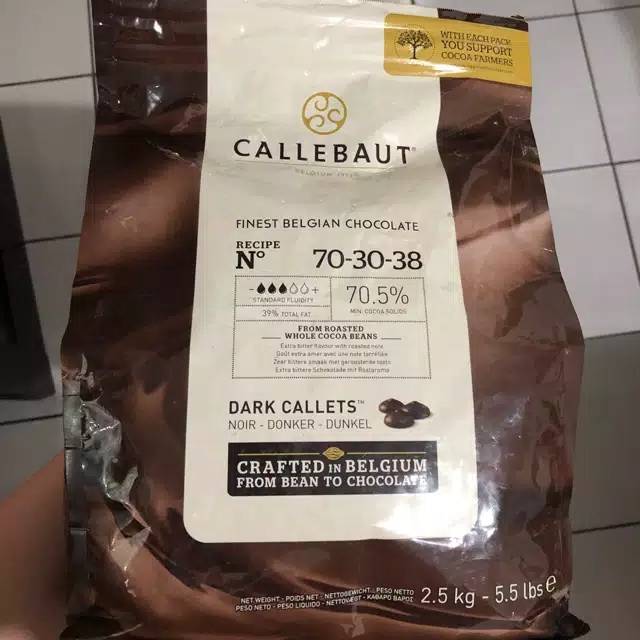 

CALLEBAUT 2,5kg DARK CALLETS 70,5% 70-30-38 FINEST BELGIAN CHOCOLATE / BELGIUM / COKLAT KOIN