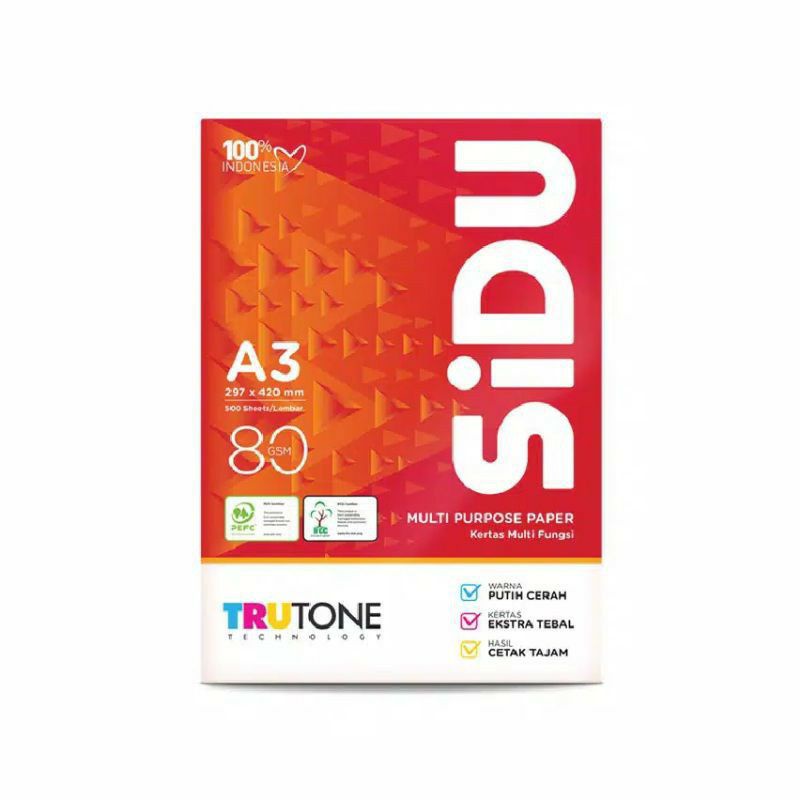 

TERMURAH (5 LEMBAR) KERTAS HVS SIDU A3 80 gsm
