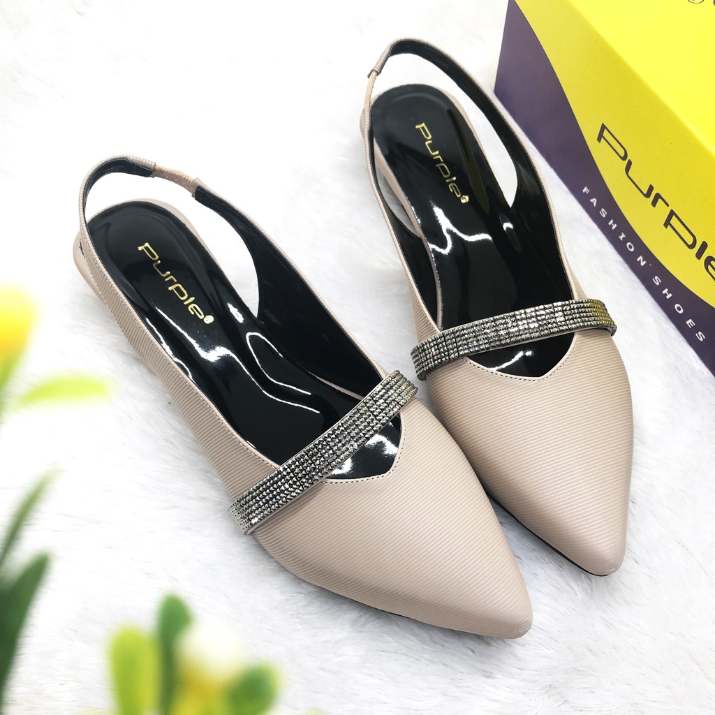 sepatu flat wanita branded murah tinggi 4 cm terbaru slingback merk purple