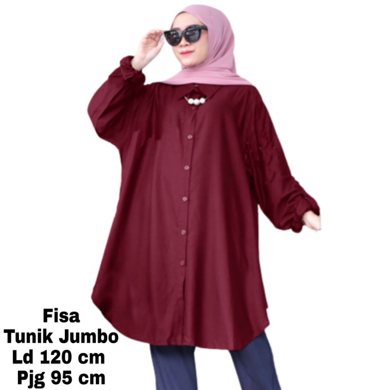 Tunik wanita Jumbo Polos XXL LD 120 Cm Terbaru 2023 Busui Bahan Moscrepe . Atasan Wanita Oversize Viral Baju Kemeja Tunik Cewek Dewasa Big Size Kekinian Murah Fisa