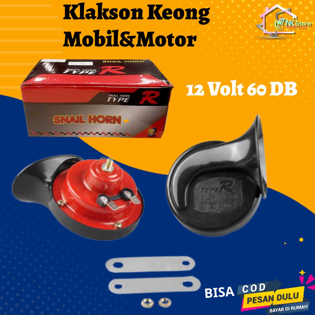 Klakson Keong Mobil Motor Waterproof Anti Air 12 Volt 60dB 2 PCS