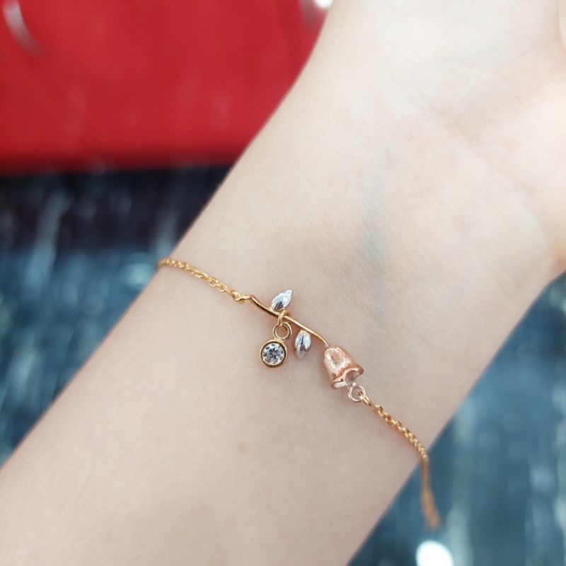 Gelang Rantai Mawar Rose emas asli cantik manis elegan