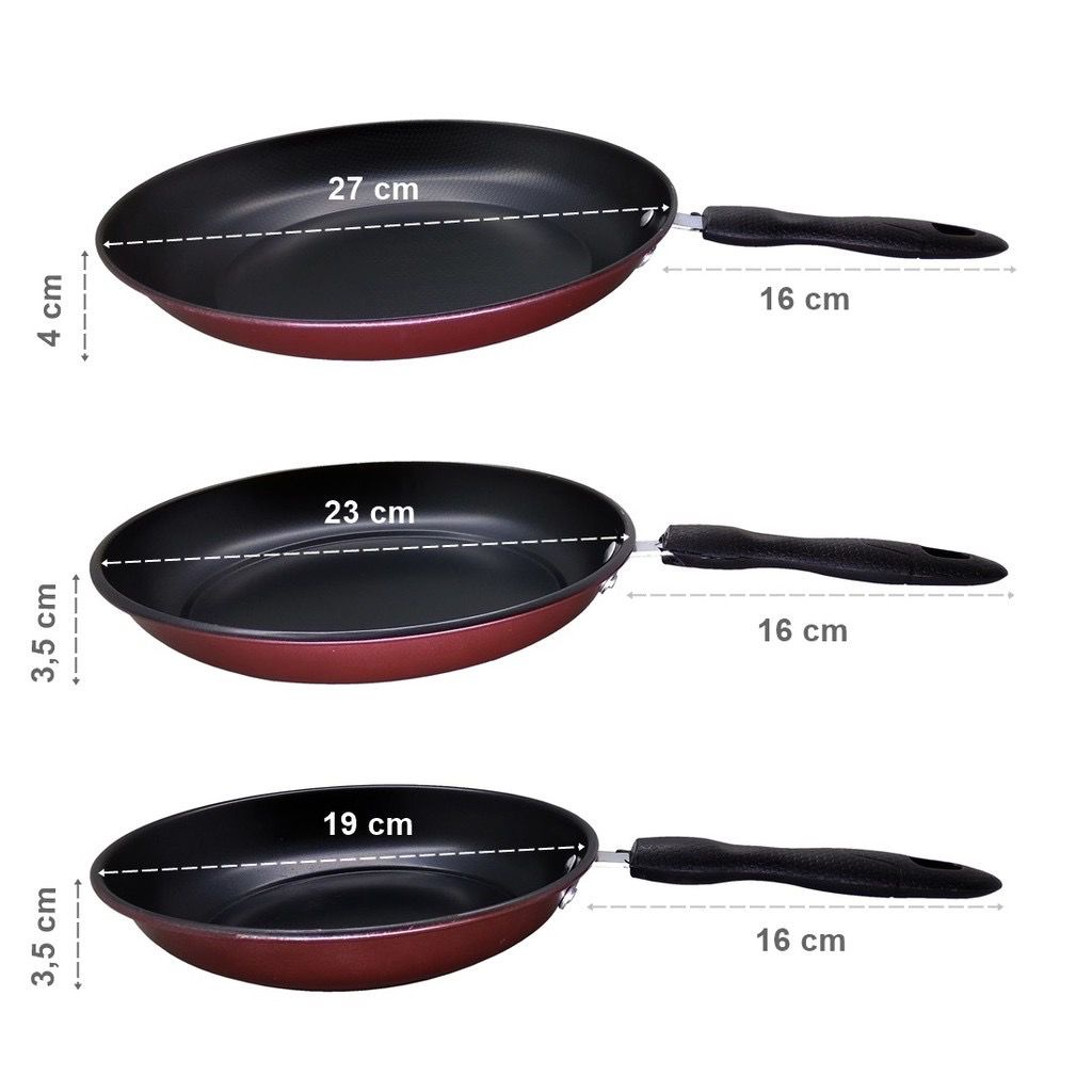 Frypan Set Teflon Anti lengket isi 3 pcs / Frypan set 3 pcs Non stick