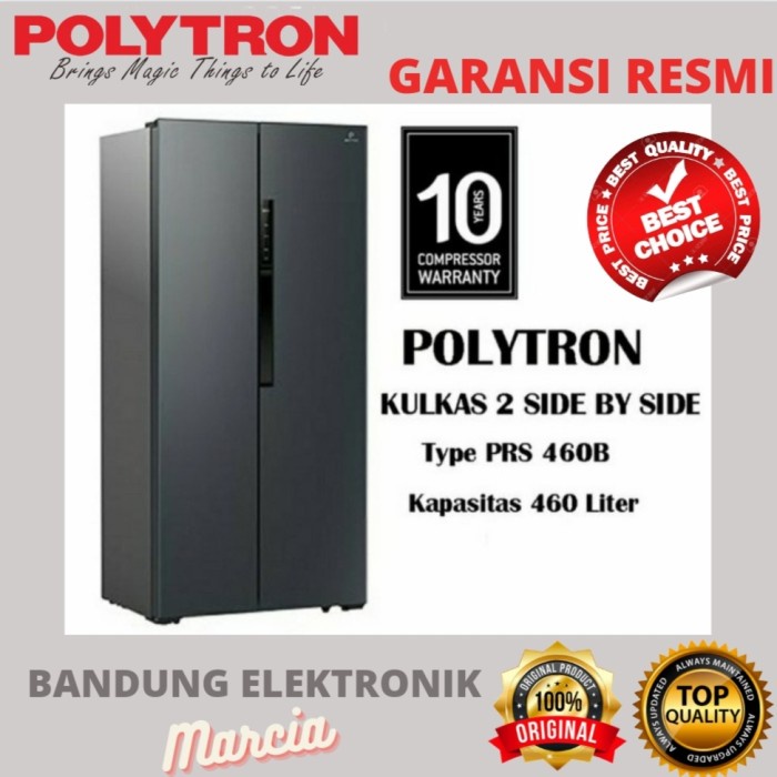 KULKAS POLYTRON PRS-460B / PRS460B , kulkas side by side