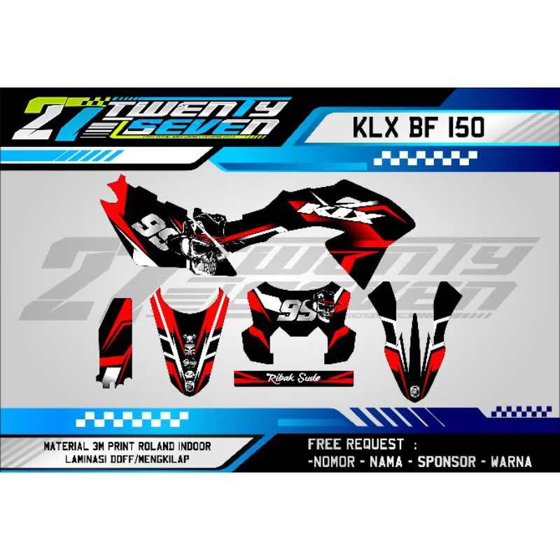 DECAL KLX BF 150 L MERAH HITAM
