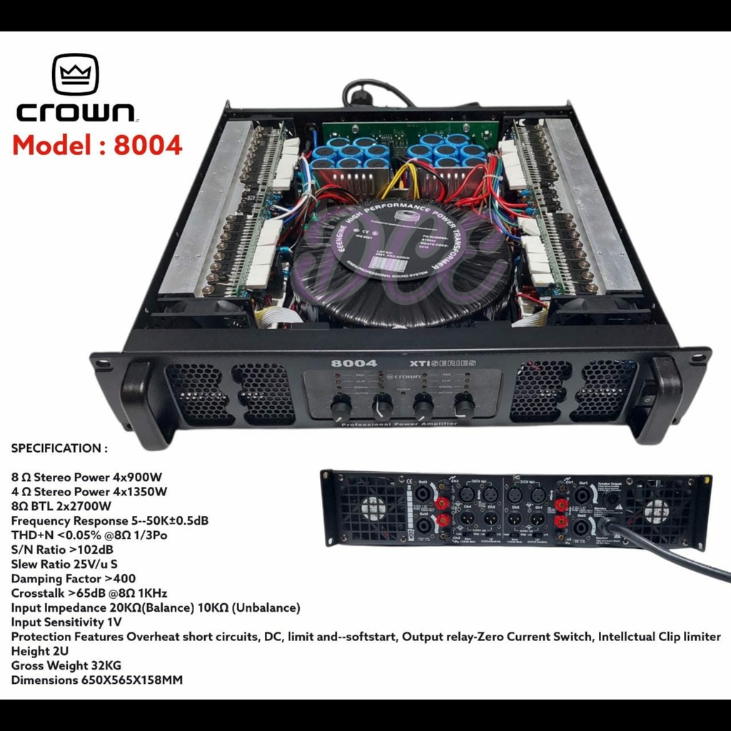 Power amplifier crown 8004 4CH 800 watt