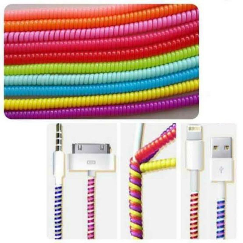 A2 Pelindung Kabel HP Spiral | Silicon Pengaman Charger Handphone | Kondom Kabel Cas Cash Ces Hape