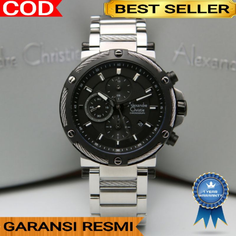 ALEXANDRE CHRISTIE AC 6561 SILVER BLACK PRIA ORIGINAL GARANSI 1 TAHUN