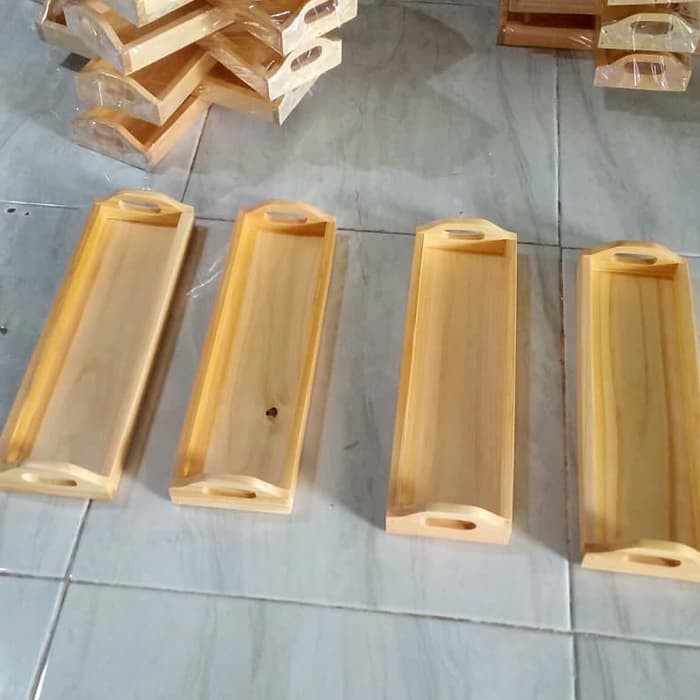 Baki Kayu / Nampan Kayu / Tray Kayu Pinus Mini Serbaguna 32 x 10 x 3