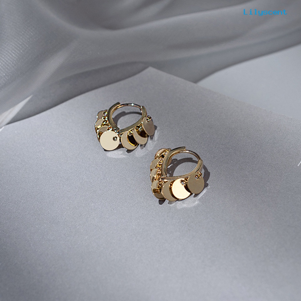 Anting Hoop Bahan Alloy Warna Emas Gaya Punk Untuk Wanita