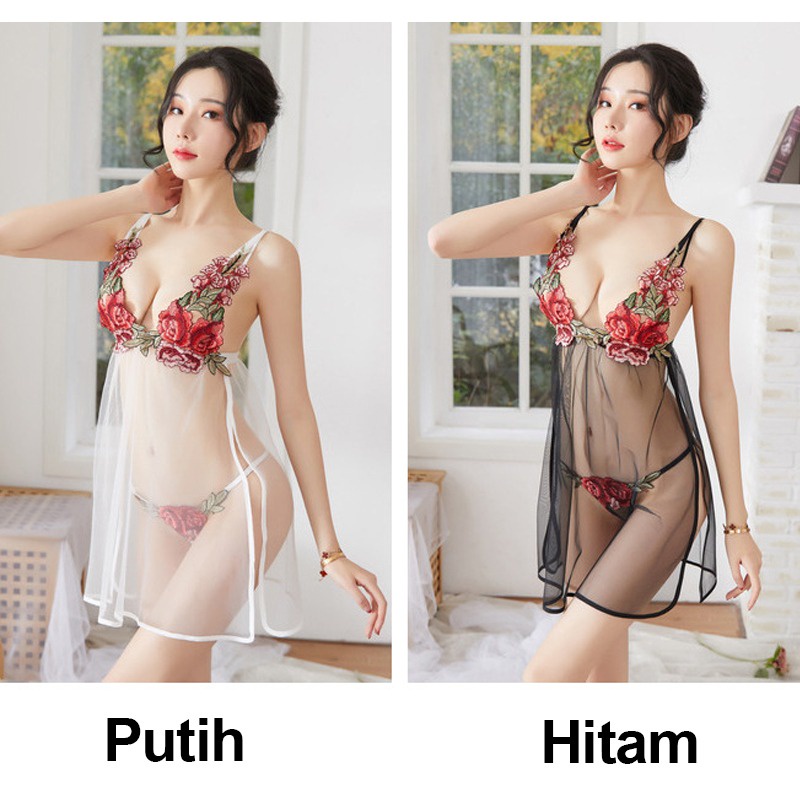 ORANGE ADULT Lingerie Seksi Baju Tidur Dewasa Wanita / Baju Tidur Dewasa Wanita Tembus Pandang / Lingerie Sexy Dengan Bunga Sulam1371