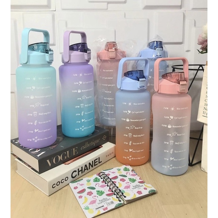 Botol minum motivasi 2 liter import (BPA FREE) MURAH - Tumbler motivasi